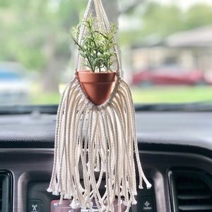 Macrame car plant hanger with plant 🌱